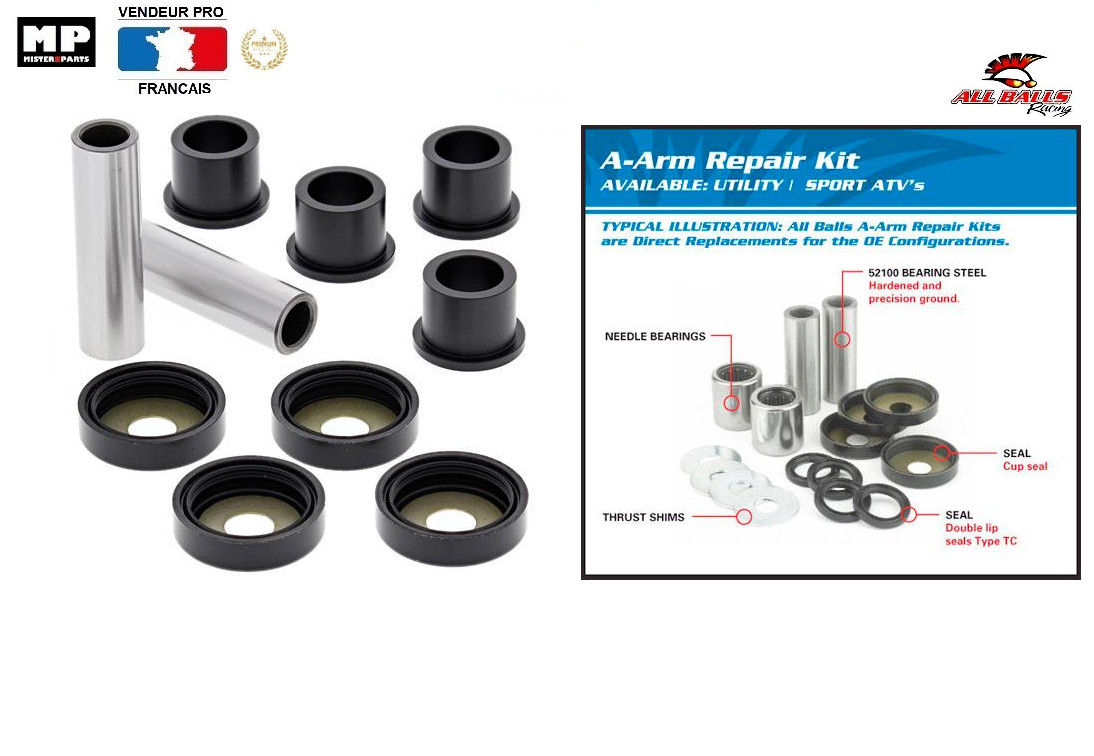 Supprimer le jeu du train avant avec le kit triangle supérieur Yamaha YFM350 Warrior 87-04