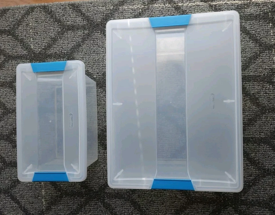 Lot of 2 Sterilite Plastic Medium Small Clip Storage Box Container Latching Lid - Image 3 of 4