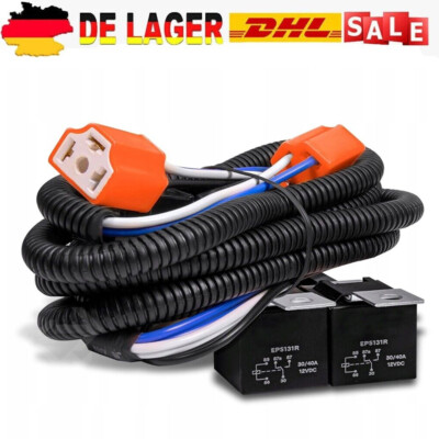 Auto H4 Halogen Scheinwerfer Booster Kabelbaum Relais Stromsparend DC 12V DHL