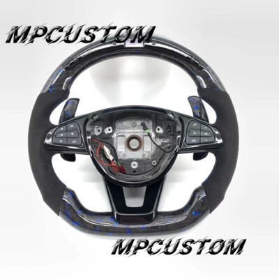 Carbon Fiber Steering Wheel fit For Mercedes Benz W205 AMG GLS C63 E300 Class GT