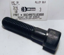 3/4-10x3 HEX SOCKET HEAD CAP SCREWS ALLOY STEEL BLACK (10)