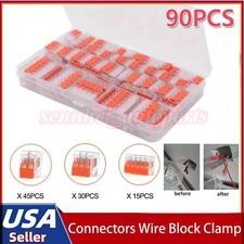 For Wago 221 Electric Connectors Wire Block Clamp Termin Cable Reusable 90PCS