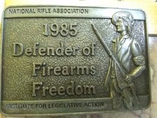 National Rifle Association 1985 Defender of Firearms Freedom NRA Belt Buckle