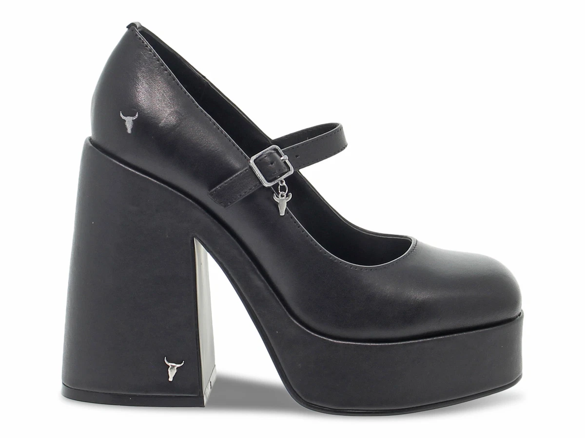 Heel Windsor Smith KISSES N in black leather Women s Shoes