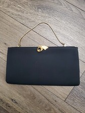 Vintage HL HARRY LEVINE Black Clutch W/Gold Tone Swirl Lock  Coin Purse