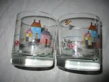 Pair of 2 International Tableworks Roly Poly Short Glasses 8 OZ. Heartland ex.