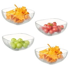 Glass Square Serving Bowl for Salads & Fruit, Decorative Serving Dish (Set of 4)