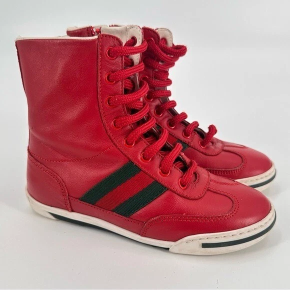Baskets montantes Gucci enfant cuir rouge taille 27 petit enfant 10