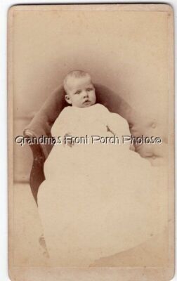 1800s Antique CDV Photo Alert Sweet Baby on Velvet Chair San Francisco CA