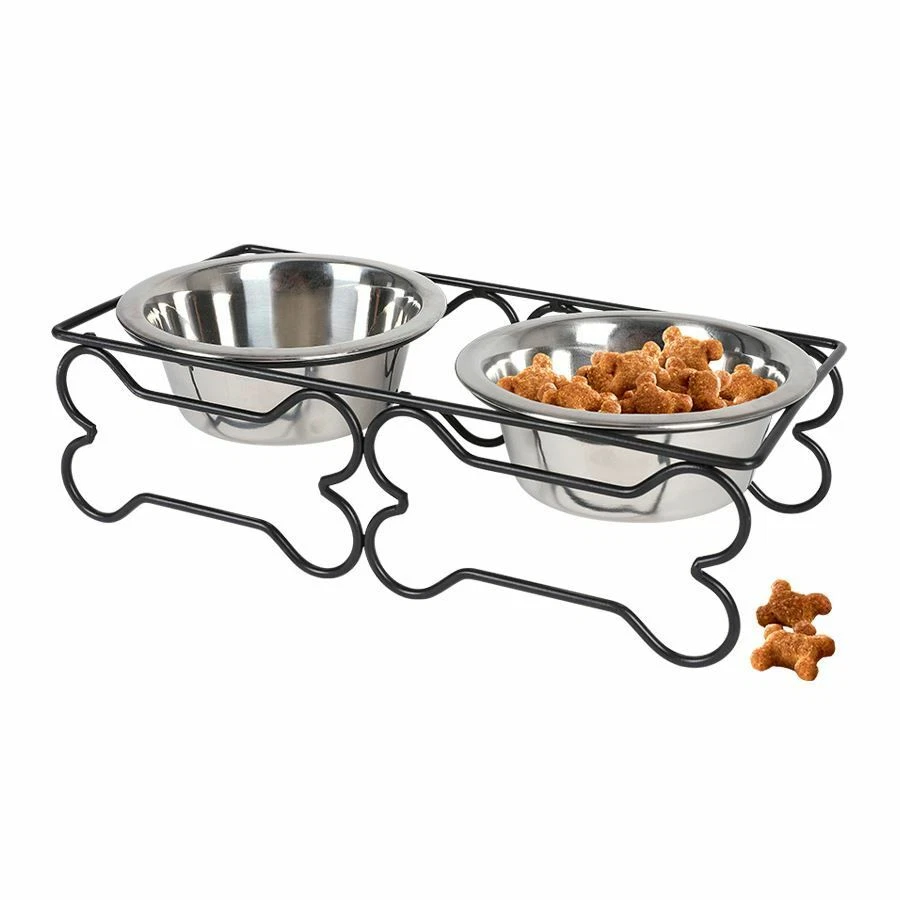 Edelstahl Doppelnapf 2x 300ml Fressnapf Wassernapf Futterstation Hundenapf Katze