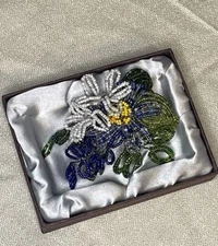 Vintage Beaded Barrette Flowers See Pictures For Details Wear