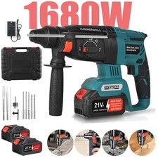 2 Batteries + Cordless Hammer Drill SDS Rotary Heavy Duty Electric Impact Hammer