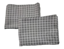 Set Of 2 Two Tone Grey Checked Flannel PillowCases. 20 X 28 Standard