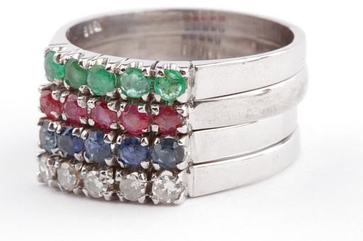 Stackable rings emerald sapphire ruby brilliant d… - image 2
