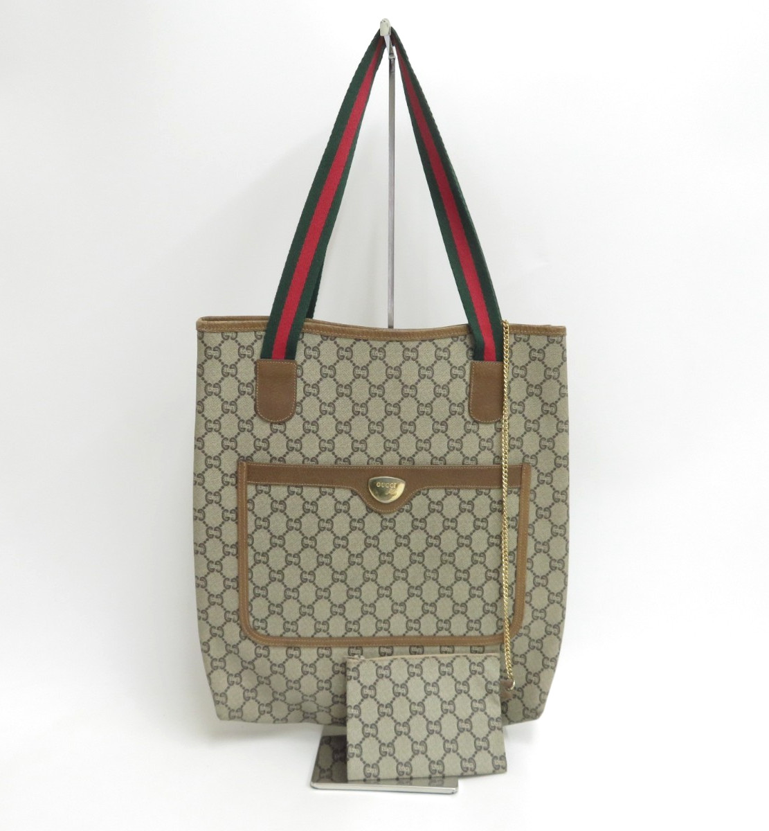 Autentica borsa tote Gucci Plus Sherry Line in pelle PVC I#48018
