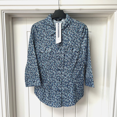 Marks & Spencer Shirt Damen UK 8 Mehrfarbig Blumenmuster Knopfleiste 3/4 Arm