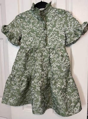 Shop The Mint Girls Martia Green Floral Jacquard Dress 10/12 Cute Outfit