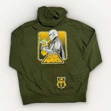 Star Wars The Mandalorian Hoodie Sweatshirt Mens M Olive Green Grogu Baby Yoda