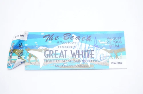 Great White At The Beach Night Club Signed Concert Ticket 8.22.1996