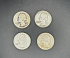 Lot of 4 US Silver Washington Quarters 90% - 1941, 1962 D, 1963 D, 1954 D