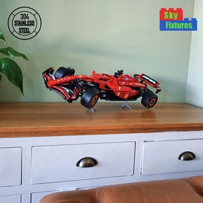 SKY FIXTURES Display Stand for LEGO Technic Ferrari SF-24 F1 Car 42207 STAINLESS STEEL