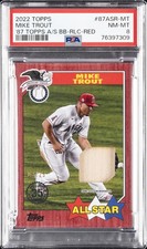 2022 TOPPS 1987 TOPPS ALL-STAR BB RELIC-RED #87ASR-MT MIKE TROUT 3/25 PSA 8