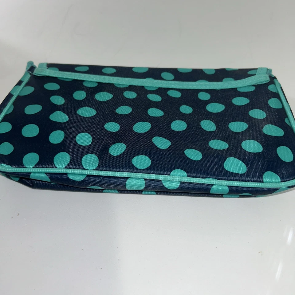 Thirty-One Navy And Green Polka Dots Tri-Fold Makeup Organizer **NEW - Image 3 of 4
