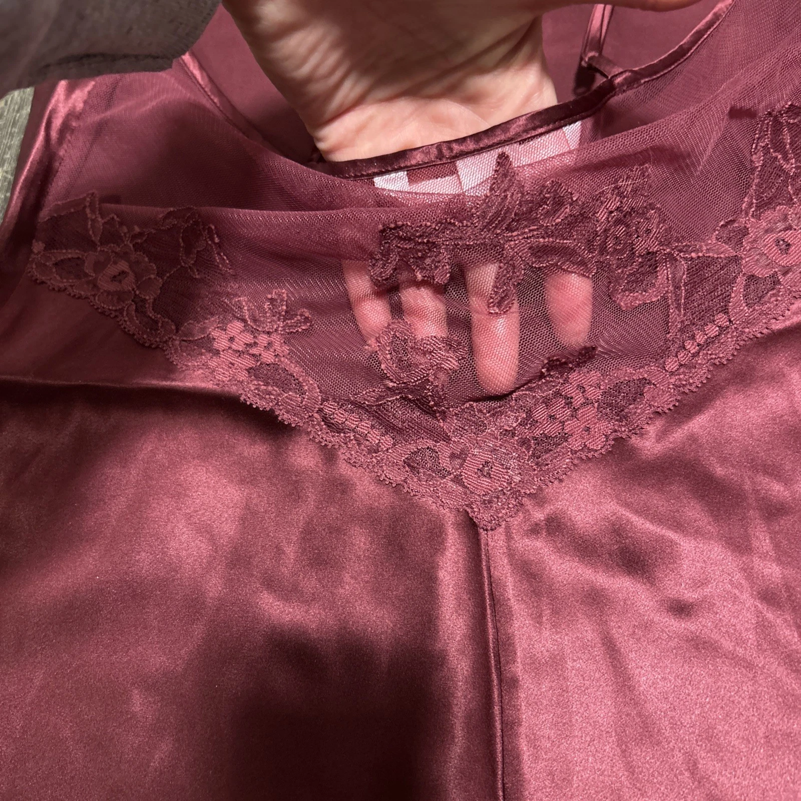 UNDERCOVER Abito slip seta Y2K Victoria's Secret pizzo negligee taglia s romantico vino rosso scuro