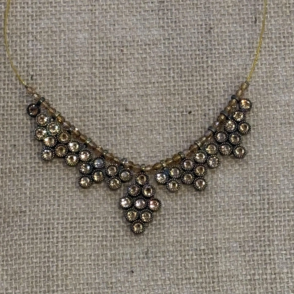 Gargantilla de alambre de 18" con prisma de oro de Swarovski Touchstone Crystal declaración TC Foto 2 de 4