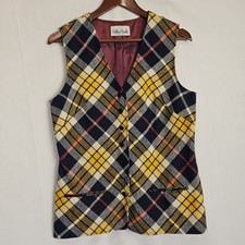 Vintage Plaid Vest Colorful Bobbie Brooks Granny Cottage Core Womens Size M/L