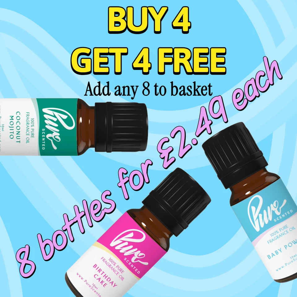 PURE SCENTED 10ml Fragrance Oils For Candles, Wax Melts, Soaps, Cosmetics, Diffusers, Slime