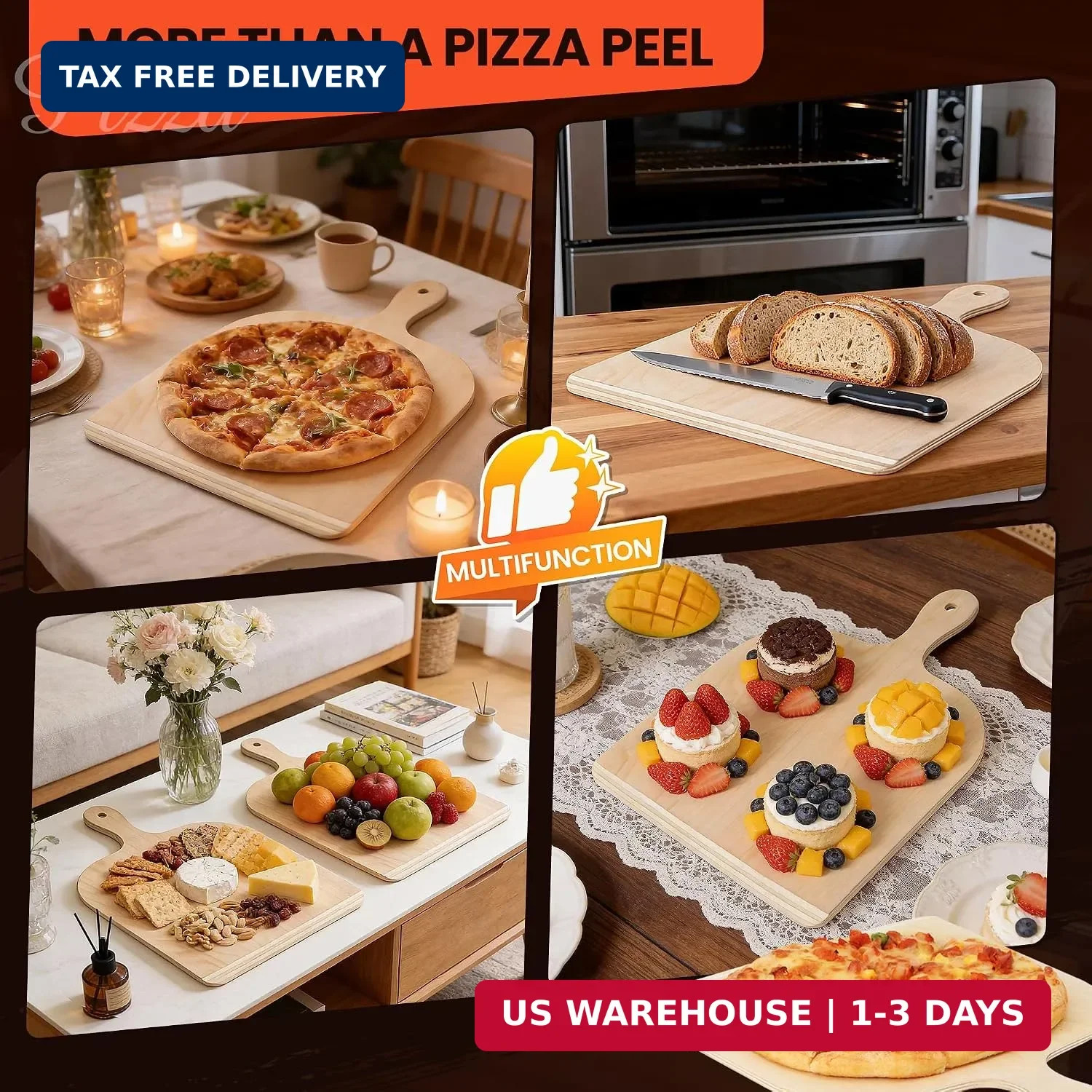 Simple Loading Checklist 11inch Wooden Pizza Peel, Easy-Glide Beveled Edge, Nonstick | eBay