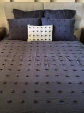 Urban Habitat Navy Blue King Cotton 6 Piece Duvet 4 Pillow Shams 1 New Pillow