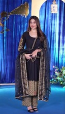 Fashionable Black Georgette Gown Bottom With Dupatta For Women Functional
