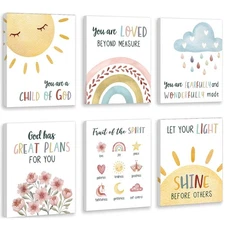 Kids Bible Verses Wall Decor,Inspirational Christian Wall Art,Set Of 6 8’’X10...