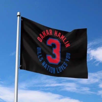 Buffalo Fans Football Team 3x5 ft Damar Hamlin Flag Banner Red