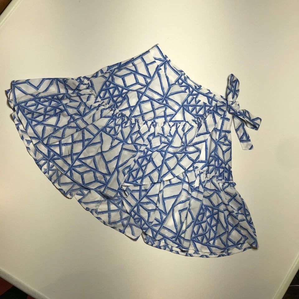 Falda envolvente de celosía de bambú con volantes azul blanco talla 4 Vineyard Vines para mujer Foto 2 de 4