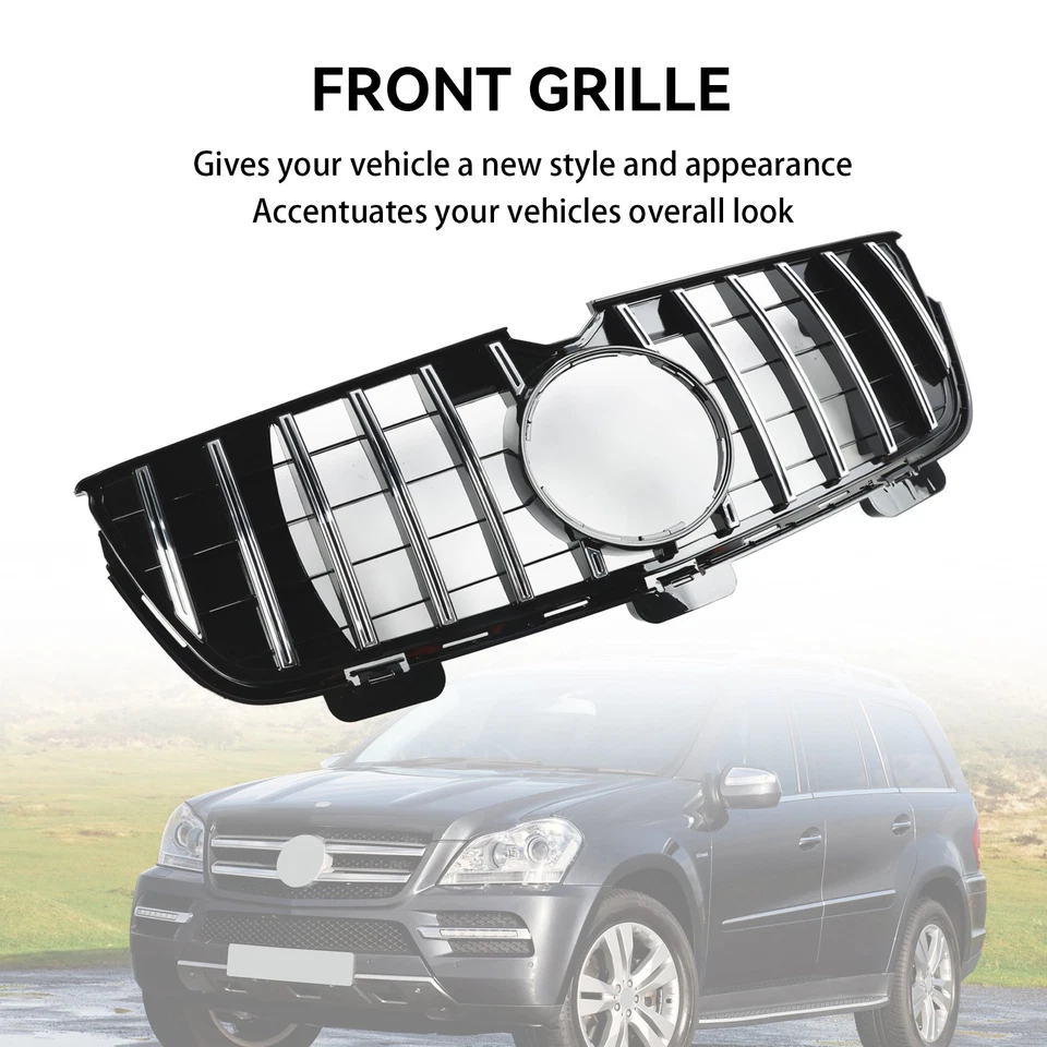 Front Bumper Grill Grille Fits Mercedes-Benz GL X164 GL450 GL500 2010~12 Chrome - Image 3 of 4