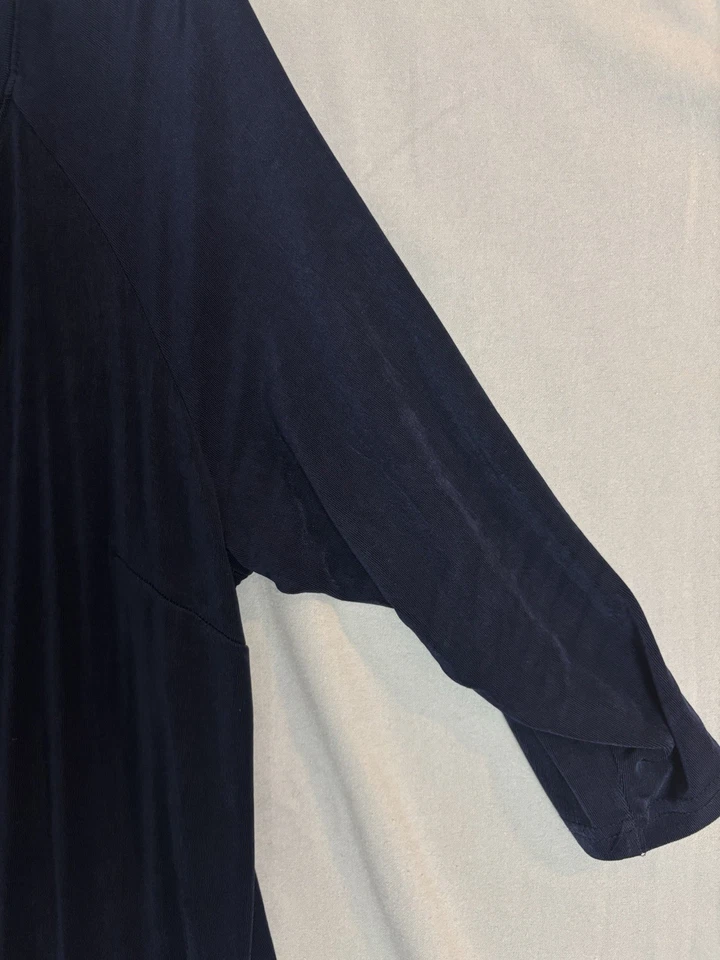 Coldwater Creek Travel Knit Maxi Dress Navy 3XL 3/4 Sleeve Pleated - Image 4 of 4