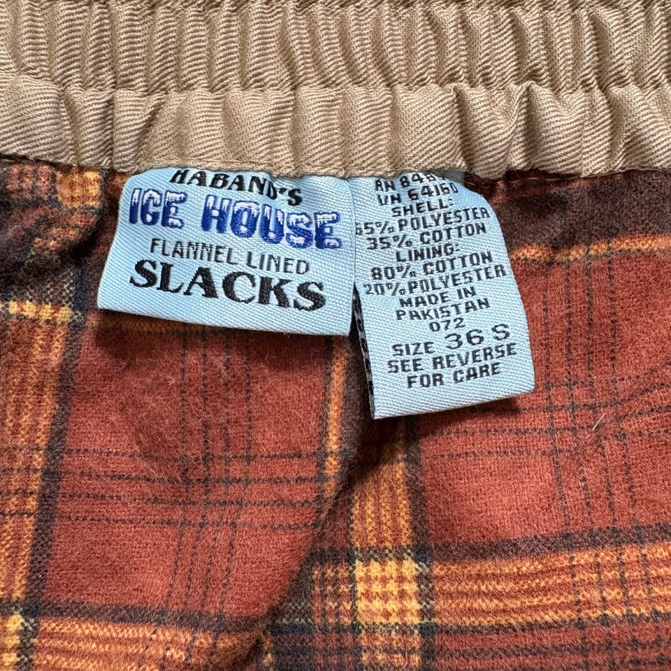 Pantalones forrados de franela Habands Ice House para hombre talla 36 S marrón tostado beige 30x26 Foto 3 de 4