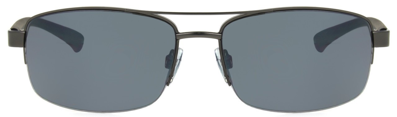 Foster Grant Men's Rectangular Navigator Semi Rimless Sunglasses Dark Gunmetal