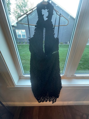Bardot LBD Gemma Floral Lace Cutout halter Midi Dress black Size M 8