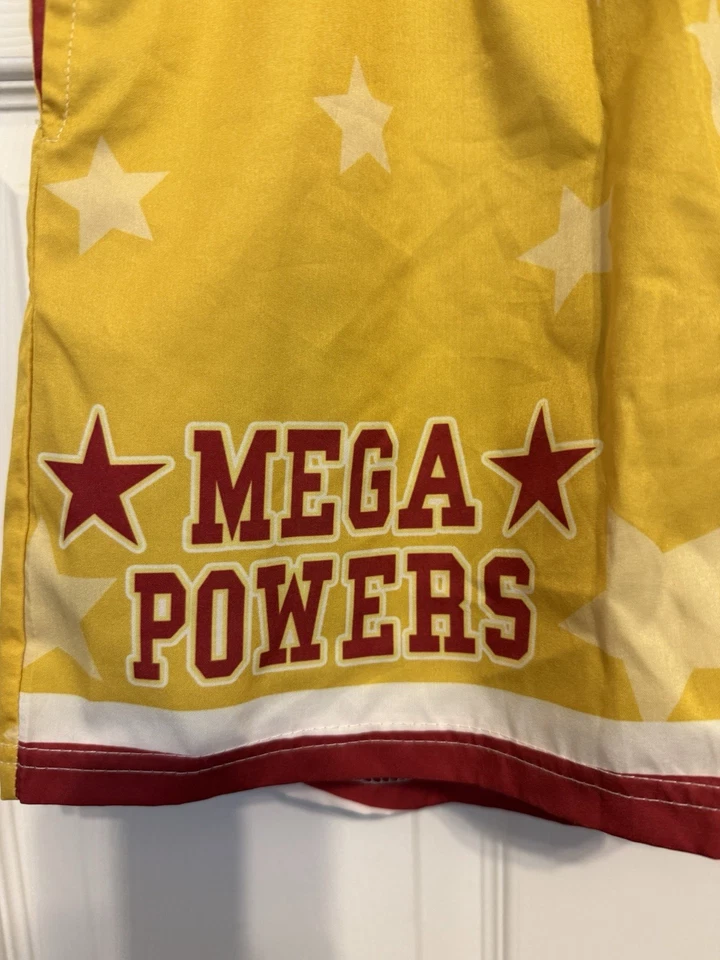 Pantalones Cortos Mega Powers Hulk Hogan Macho Man Randy Savage Grandes (se ajusta como M) WWF WWE Foto 3 de 4