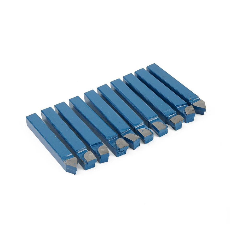 10pcs 1/4" Metal Lathe Tool Carbide Tip Tipped Cutter Tool C6 Bit Cutting Set - Image 2 of 4