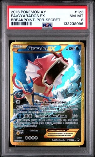 2016 POKEMON XY BREAKPOINT PORTUGUESE-SECRET #123 FULL ART/GYARADOS EX PSA 8