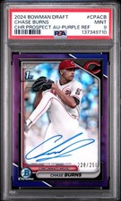 2024 BOWMAN DRAFT CHROME PRSPCT AUTOS PURPLE REFRACTOR CHASE BURNS 228/250 PSA 9
