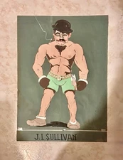 Vintage Boxing John L. Sullivan Painting 21”x 28” Champion