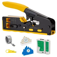 RJ45 Crimp Tool Pass Through Kit - Professional Complete Ethernet Crimping to...