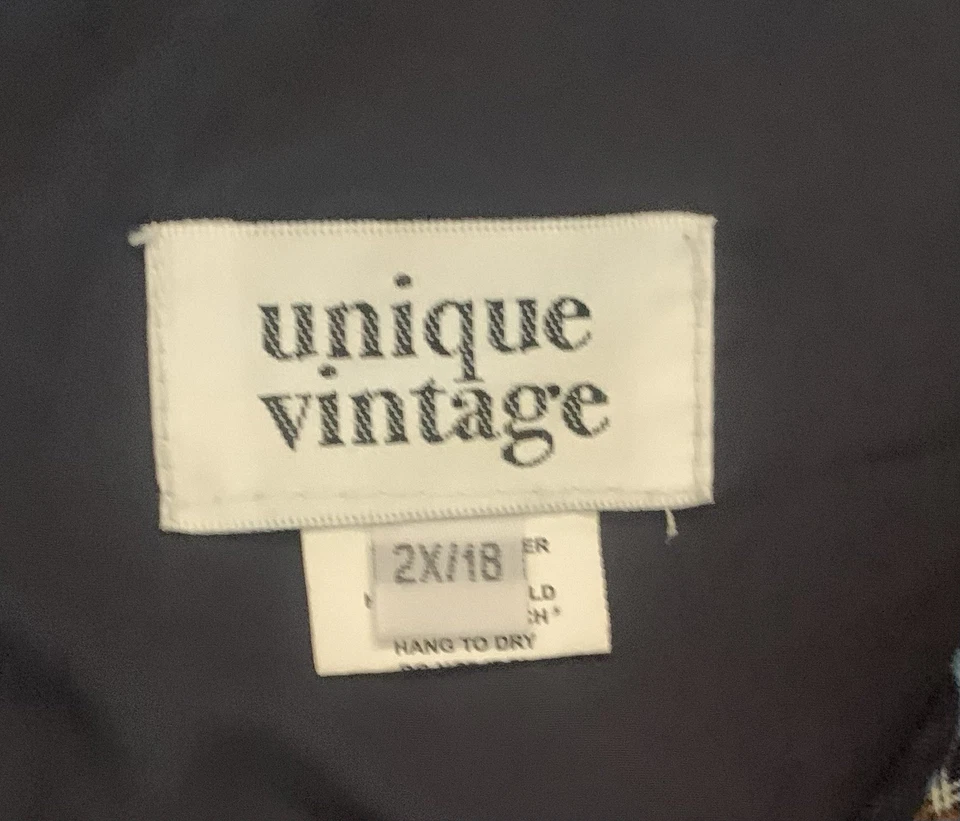 Unique Vintage 1950s navy and gold plaidBaltimore Swing Dress 2X/18 - Image 3 of 4