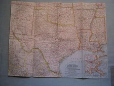 VINTAGE SOUTH CENTRAL UNITED STATES MAP National Geographic February 1961 
